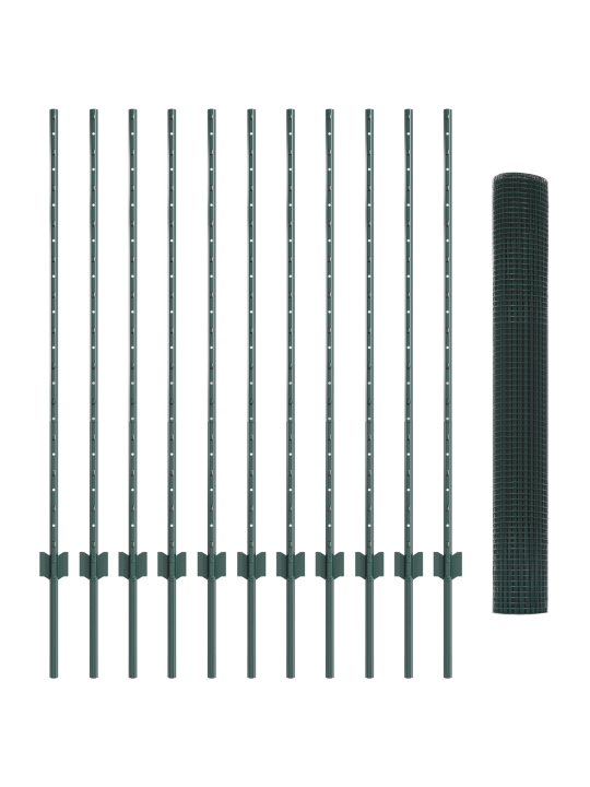 Svázaný drátěný plot s 11 u sloupky zelený 1.2x25 m ocel