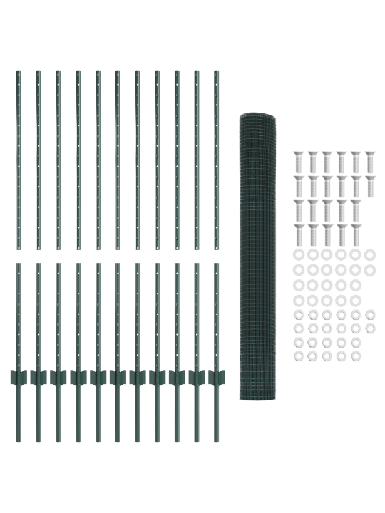 Svařovaná drátěná síť s 11 u sloupky zelená 1,2x25 m ocel