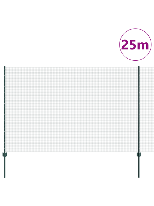 Svařovaný drátěný plot s 11 u sloupky zelený 1,5x25 m ocel