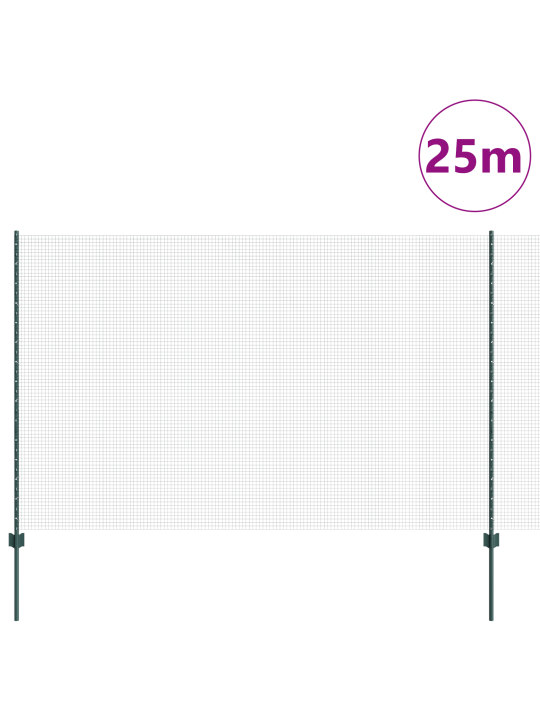 Svařovaný drátěný plot s 11 u sloupky zelený 1.6x25 m ocel