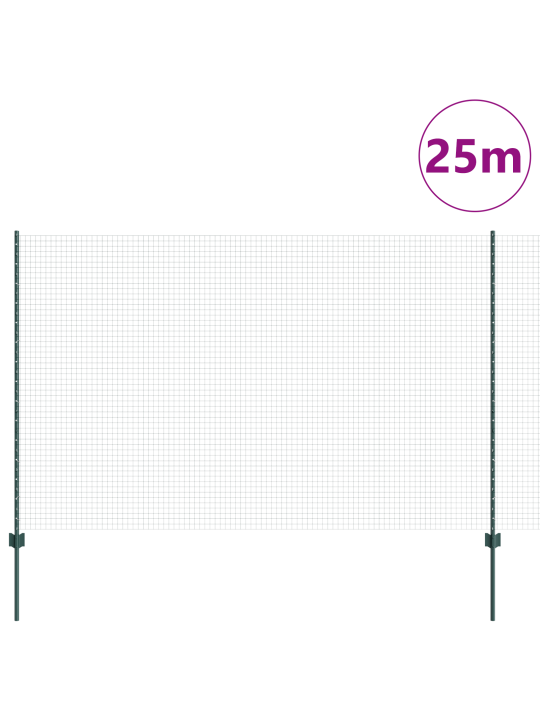 Svářený drátěný plot s 11 u sloupky zelený 1,6x25 m ocel