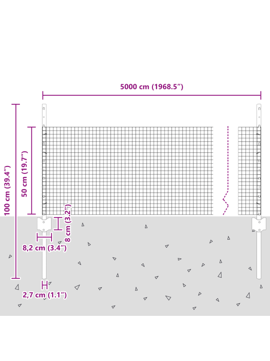 Svařovaný drátěný plot s 22 u sloupky zelená 0.5x50 m ocel