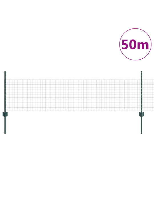 Svařovaný drátěný plot s 22 u sloupky zelený 0.5x50 m ocelový