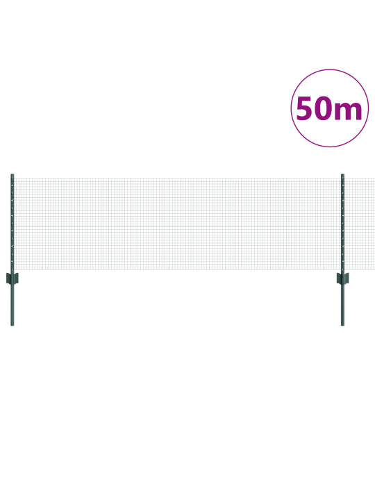 Svařovaný drátěný plot s 22 u sloupky zelený 0.6x50 m ocel