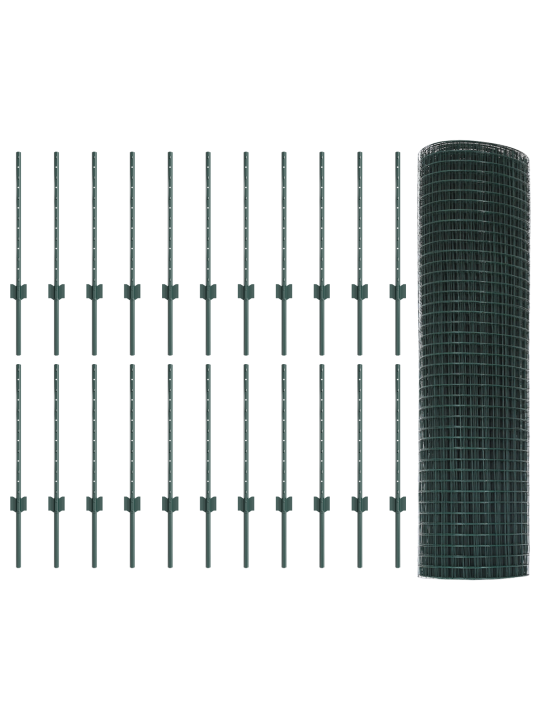 Svařovaný drátěný plot se 22 u sloupky zelený 0.6x50 m ocel