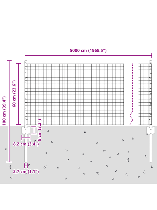 Svařovaný drátěný plot se 22 u sloupky zelený 0.6x50 m ocel
