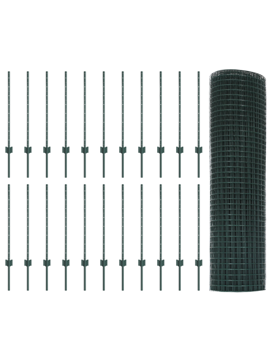 Svařované drátěné oplocení s 22 u sloupky zelené 0,8x50 m oceli