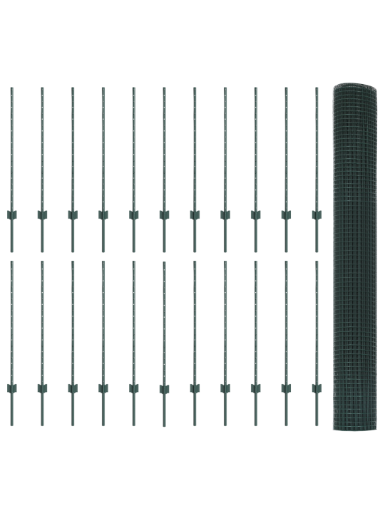 Svařované drátěné oplocení s 22 u sloupky zelené 1x50 m ocel