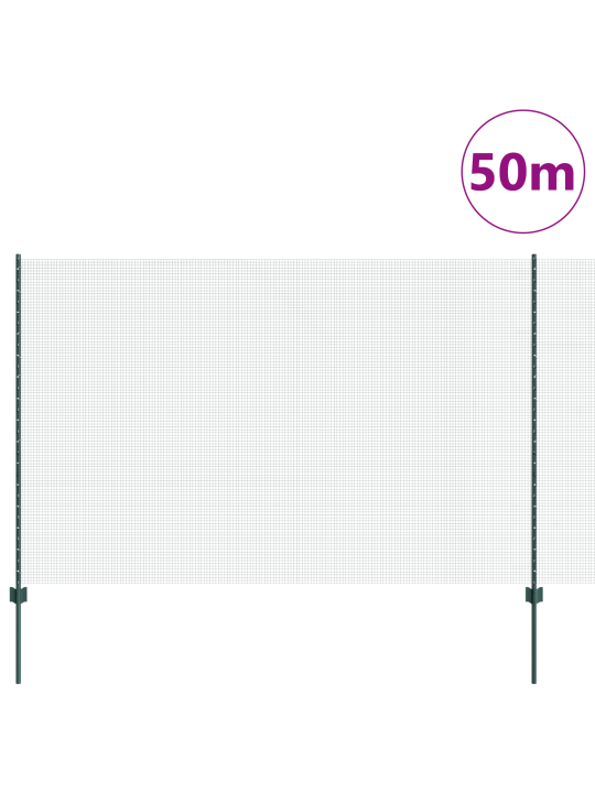 Svářený drátěný plot s 22 u sloupky zelený 1,5x50 m ocel