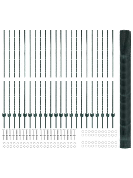 Svářený drátěný plot s 22 u sloupky zelený 1,5x50 m ocel