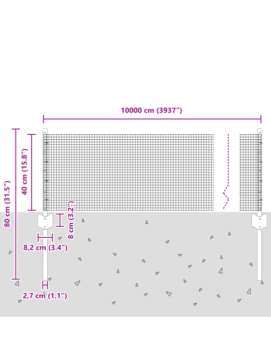Zelený svářený drátěný plot s 44 sloupky 0.4x100 m ocel