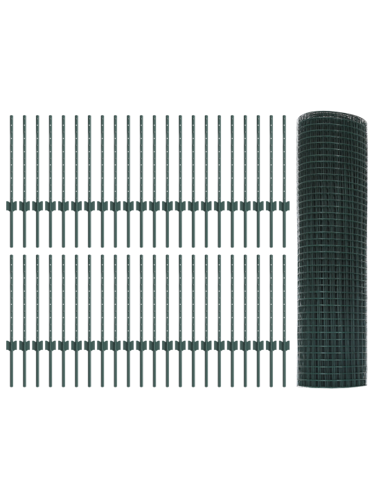 Svařovaný drátěný plot s 44 u sloupky zelený 0.5x100 m ocel