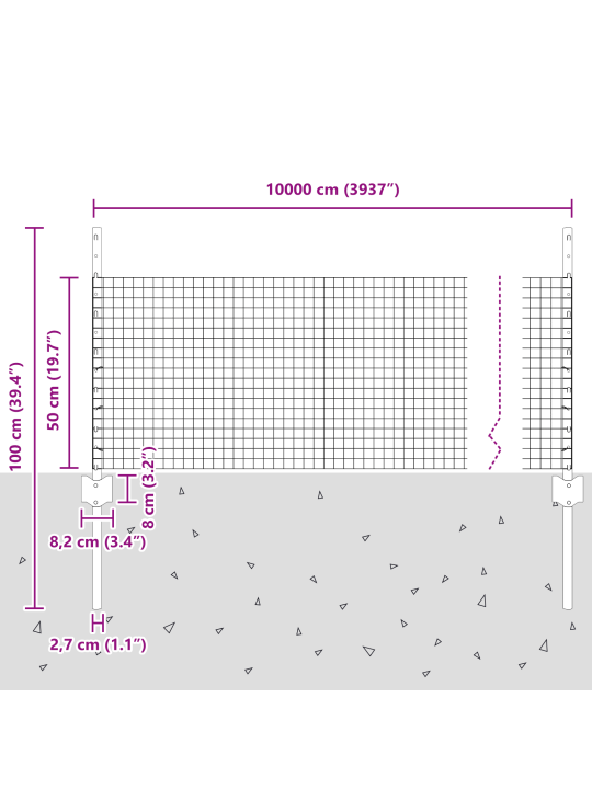 Svařovaný drátěný plot s 44 u sloupky zelený 0.5x100 m ocel