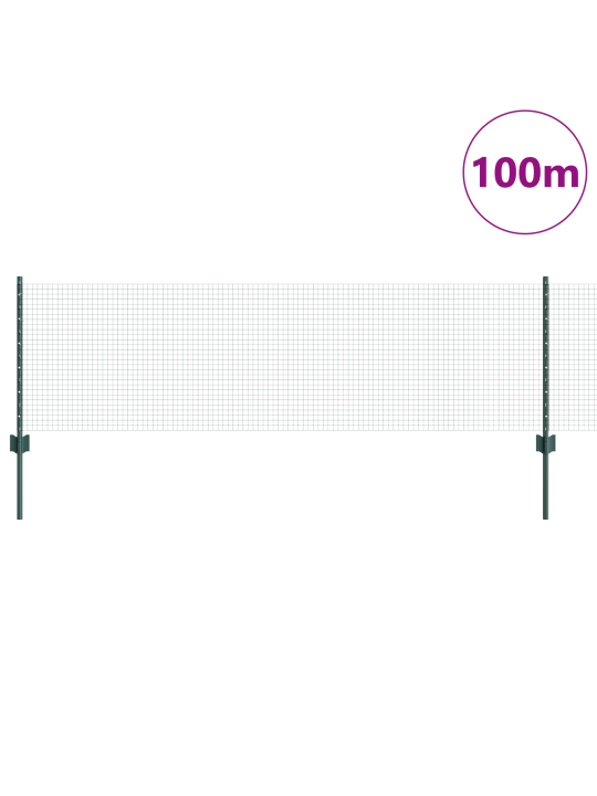 Svařovaný drátěný plot s 44 u sloupky zelená 0,6x100 m ocel