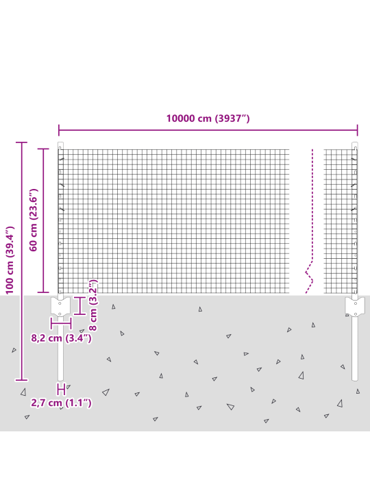 Svařovaný drátěný plot s 44 u sloupky zelená 0,6x100 m ocel