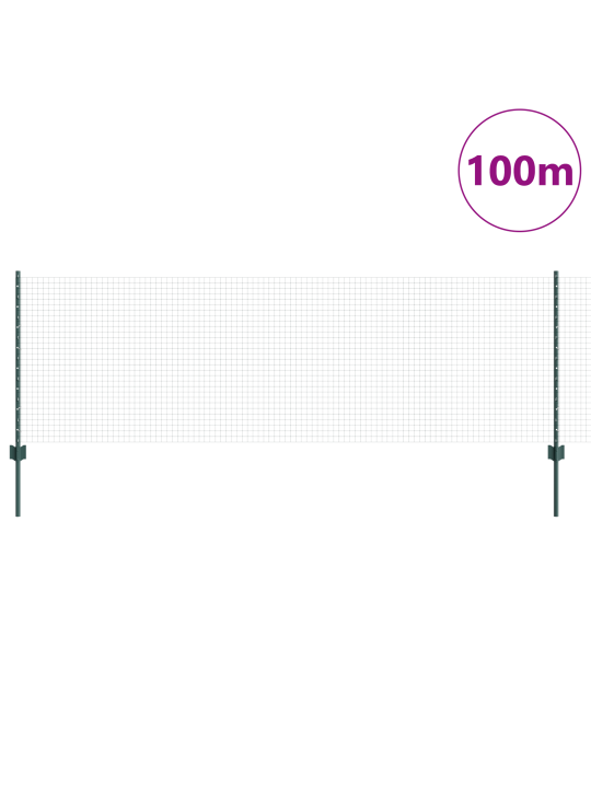 Svařovací drátěný plot s 44 u sloupky zelený 0.8x100 m ocel