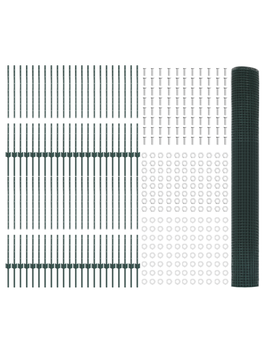 Svařovaný drátěný plot se 44 sloupky zelený 1x100 m ocel
