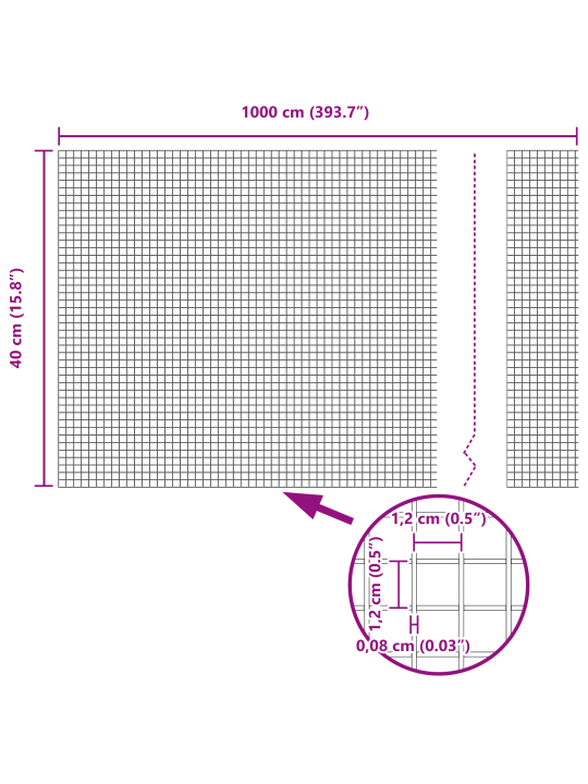 Svářený drátěný plot se 5 u sloupky šedý 0.4 x 10 m ocel