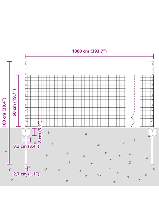 Pletivo na slepice sada 2 šedé pozinkovaný kov plot 10 x 0,5 m