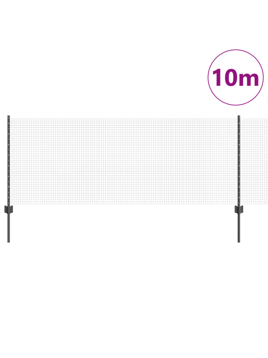 Svařovaná drátěná ohrada s 5 u sloupky šedá 0.8x10 m ocel