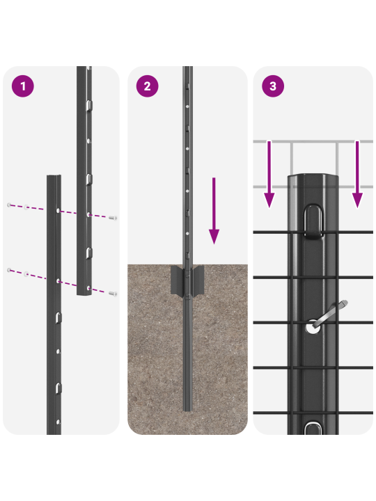 Šedý svářený drátěný plot s 10 u sloupky 1,2x10 m ocel