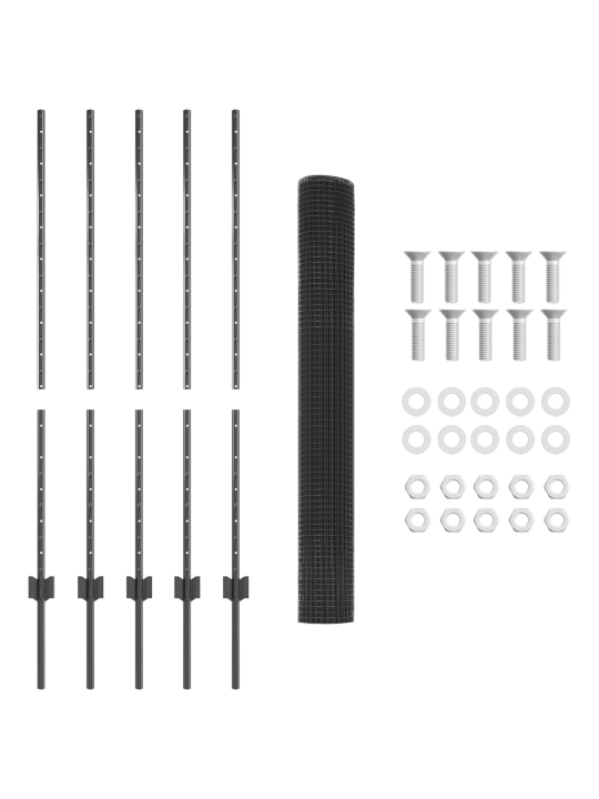 Šedý svářený drátěný plot s 10 u sloupky 1,2x10 m ocel