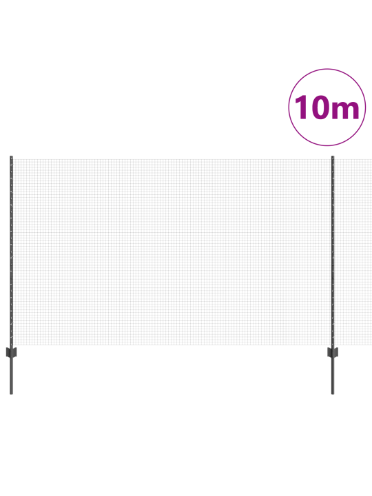 Svařované pletivo s 10 u sloupky šedé 1,4x10 m ocel
