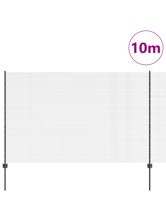 Svářený drátěný plot s 10 u sloupky šedý 1.6x10 m ocelový