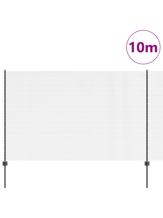 Svářený drátěný plot s 10 u sloupky šedý 1.6x10 m ocelový