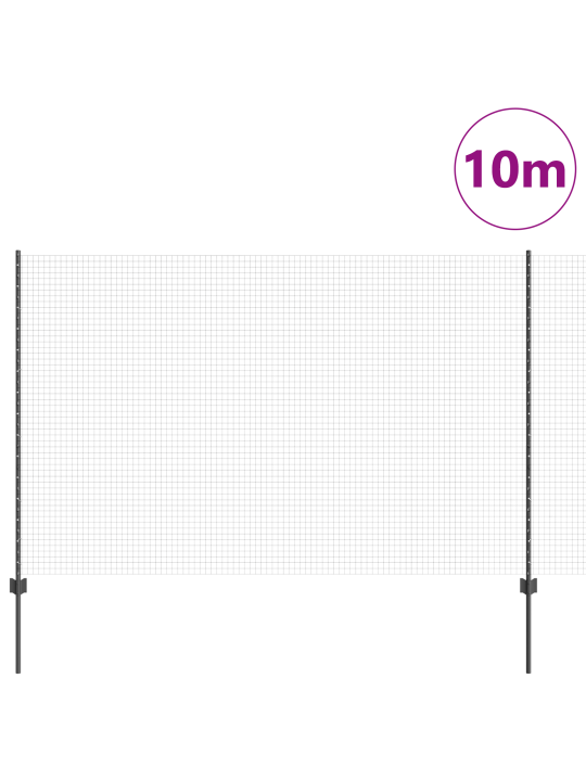 Svařovaný drátěný plot s 10 u sloupky šedý 1,6x10 m ocel