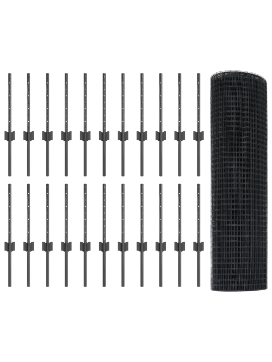 Svařovaný drátěný plot s 22 u sloupky šedá 0.4x50 m ocel
