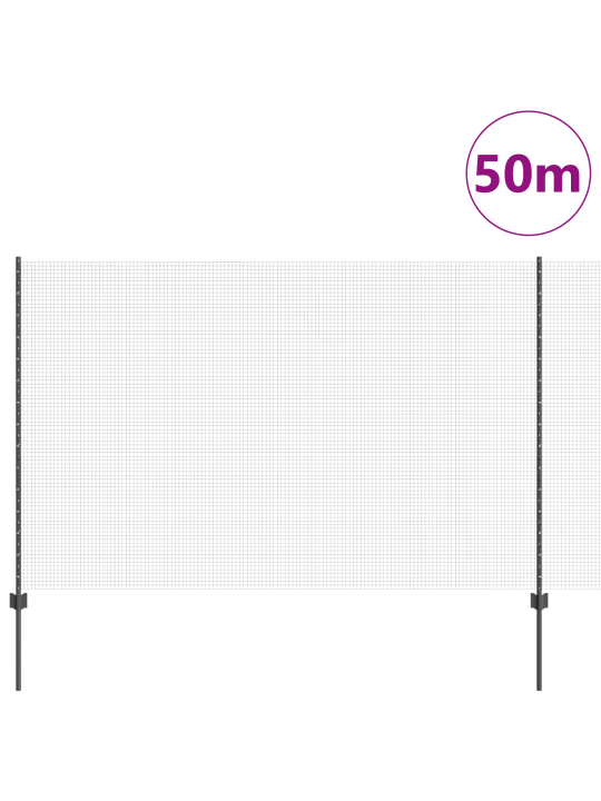 Svařovaný drátěný plot se 44 u sloupky šedý 1.5x50 m ocel