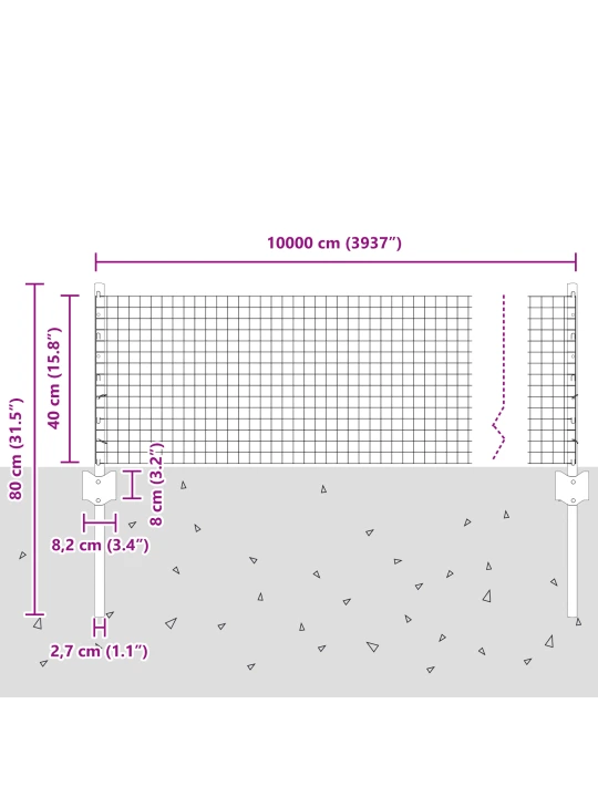 Šedý svařovaný drátěný plot s 44 u sloupky 0.4x100 m z oceli