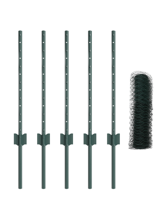 Plotové sloupky 11 ks u-channel zelené 120 cm ocel