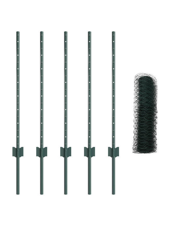 Plotové sloupky 5 ks u-channel zelená 80 cm ocel