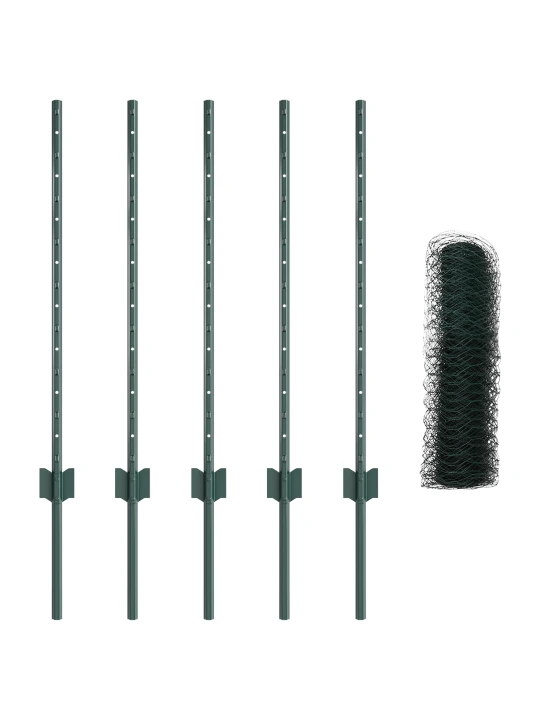 Plotové sloupky 5 ks u-channel zelená 80 cm ocel