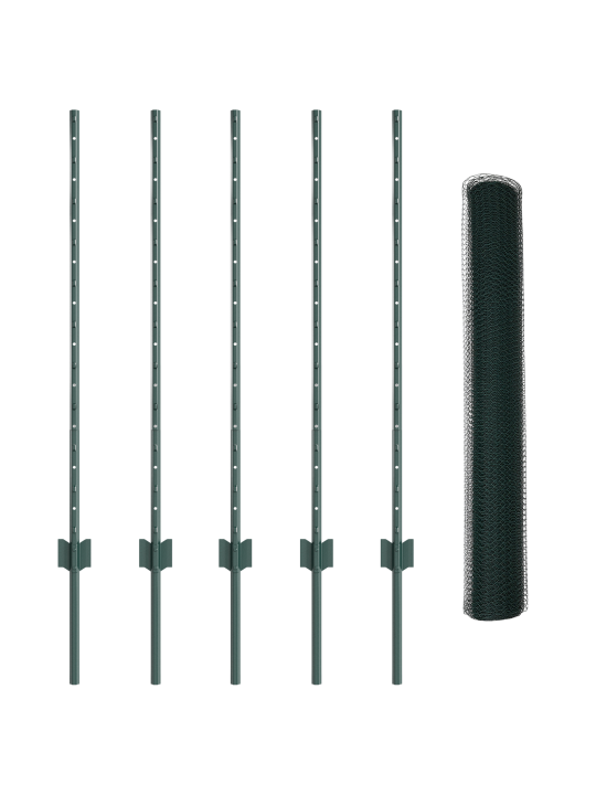 Sloupky plotu 5 ks u-channel zelené 100 cm ocel