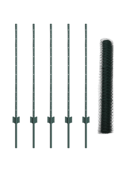 Plotové sloupky 5 ks u-kanál zelené 100 cm ocel