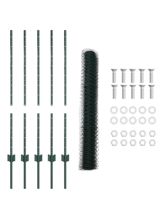 Plotové sloupky 5 ks u-kanál zelené 100 cm ocel