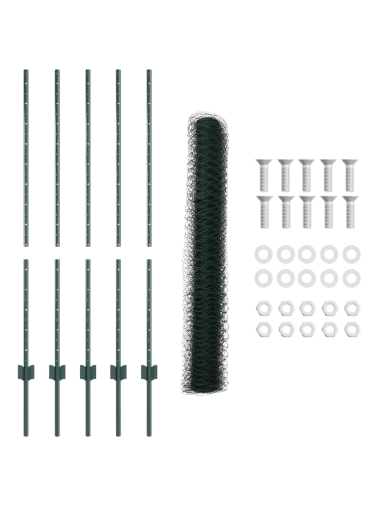 Plotové sloupky 5 ks u-channel zelené 120 cm ocel