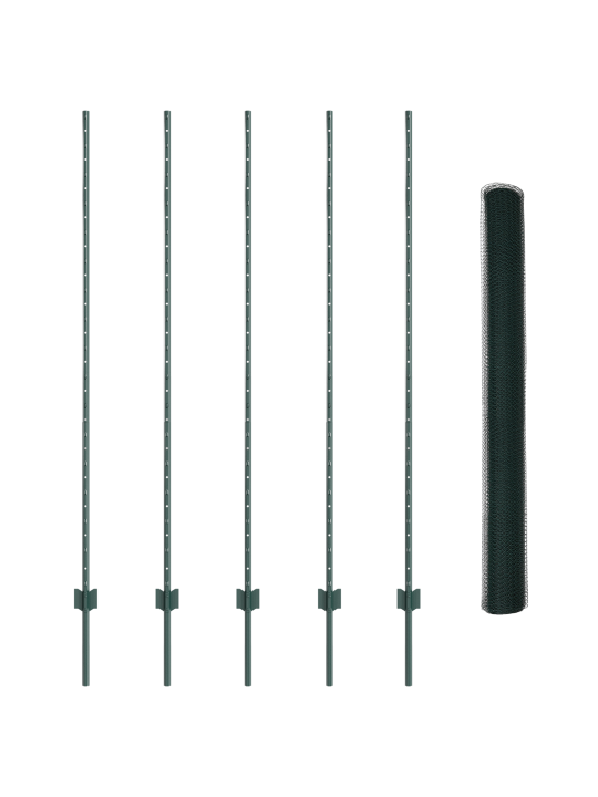 Plotové sloupky 5 ks u-kanál zelené 160 cm ocel