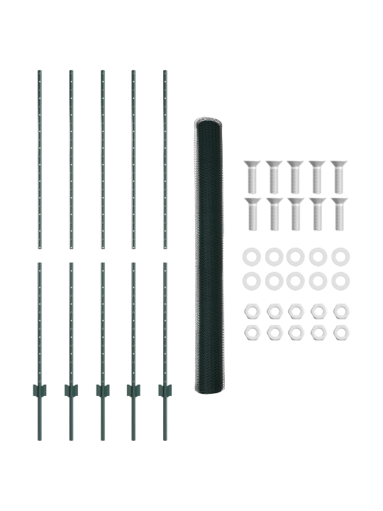 Plotové sloupky 5 ks u-kanál zelené 160 cm ocel