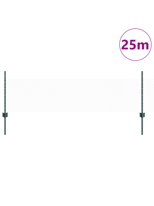 Sada zahradních plotů 2 kusy zelená ocel potažená pvc 25 x 0,5 m