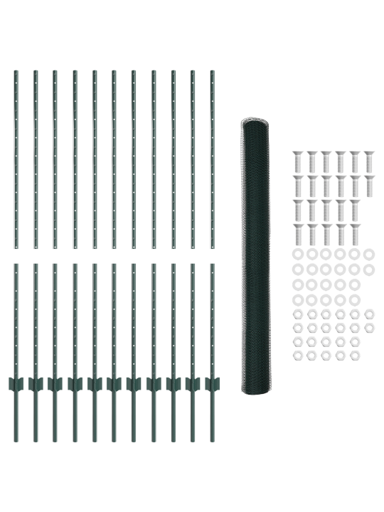 Plotové sloupky 11 ks u-channel zelené 140 cm ocel