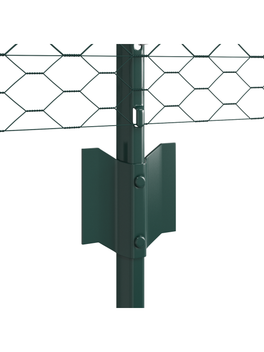 Zahradní sloupky 11 ks u-kanál zelené 60 cm ocel, zelený šestiúhelníkový plot 0.6x50 m ocel