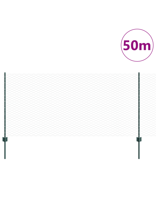 Slučovací sloupky 11 ks u-kanál zelené 100 cm ocel, zelený šestiúhelník plot 1x50 m ocel