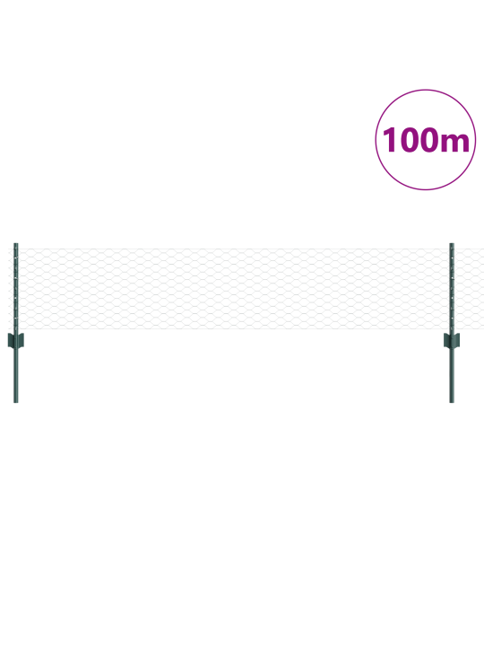 Plotové sloupky 11 ks u-channel zelená 40 cm ocel, zelený šestiúhelníkový plot 0,4x100 m ocel