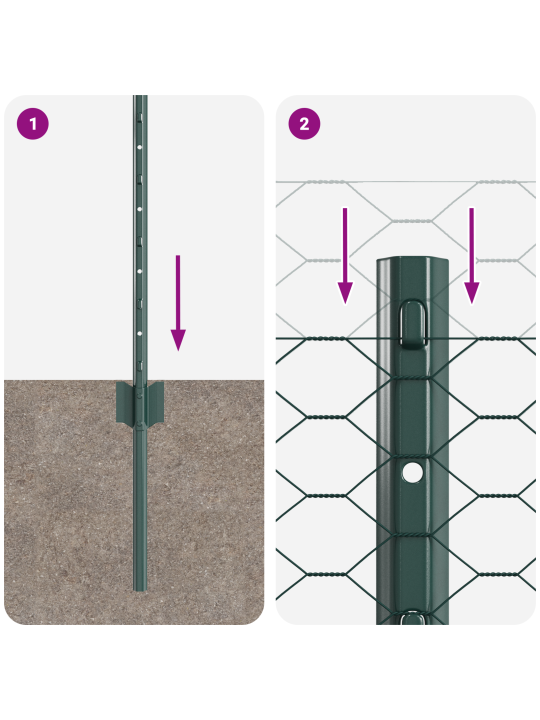 Zahradní sloupky 11 ks u-channel zelené 60 cm ocel