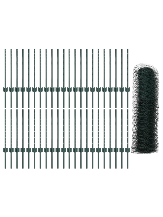 Oplocovací sloupky 11 ks u-channel zelené 60 cm ocel