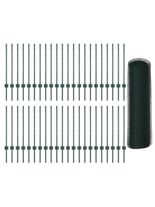 Sloupky plotu 11 ks u-channel zelené 80 cm ocel